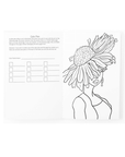 Affirmations page inside the Black Girl Bloom Coloring Book – creative self-expression for Black women.