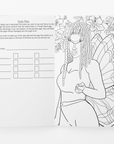 Color plan and butterfly line art spread from Butterfly Coloring Book by dakari Moon – mindful coloring for women.
