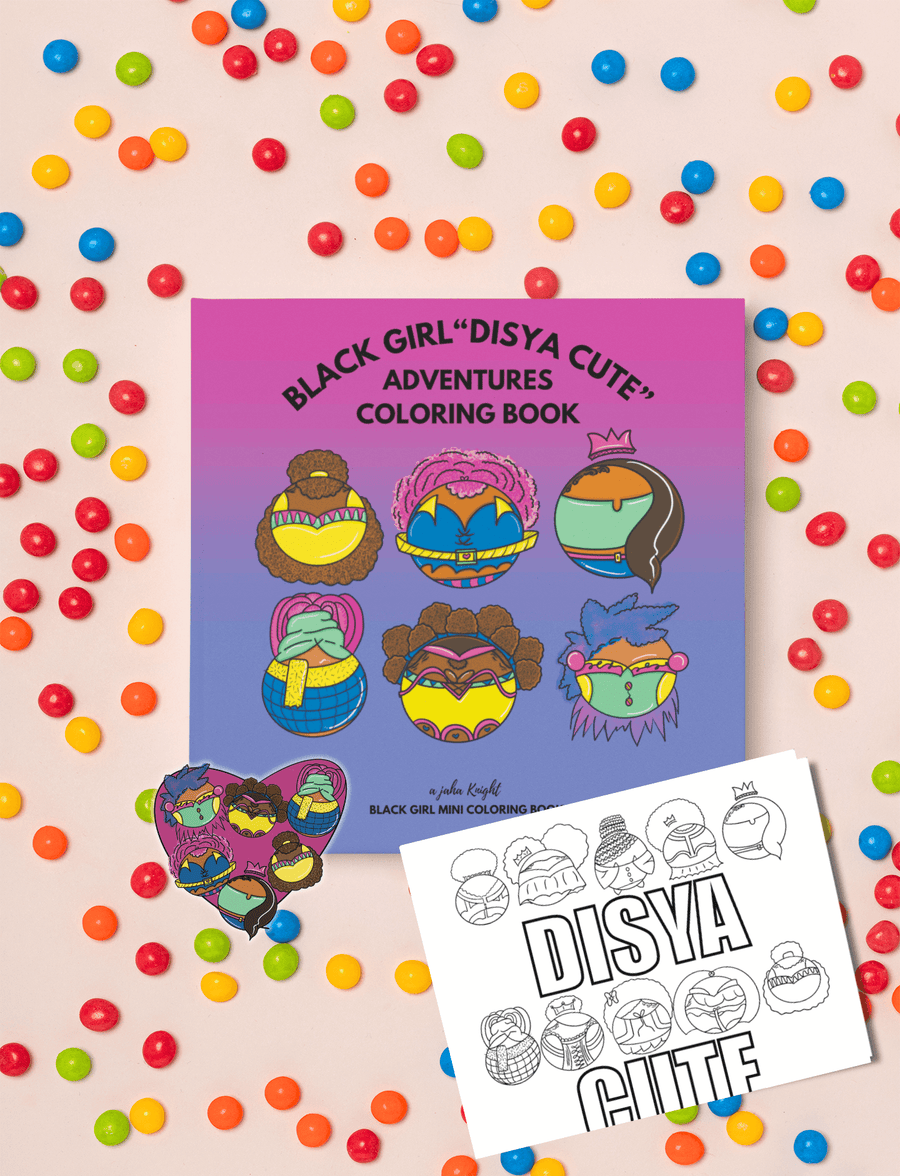Black Girl Mini: "Disya Cute" Adventures Coloring Book Set