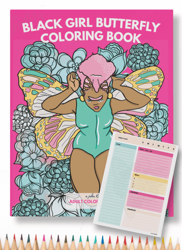 Black Girl Butterfly Coloring Book Set