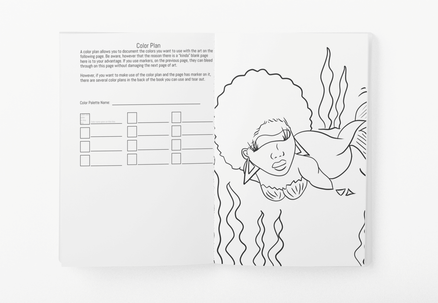 Black Girl Mermaid Coloring Book